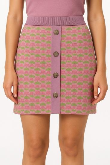 Gonna di cotone con stampa, rosa
