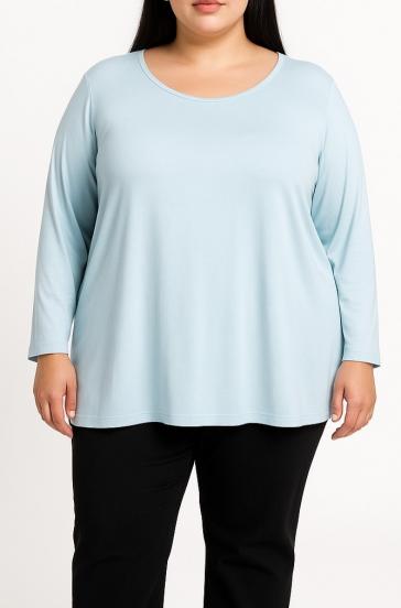 Top taglia forte con scollo rotondo, azzurro chiaro