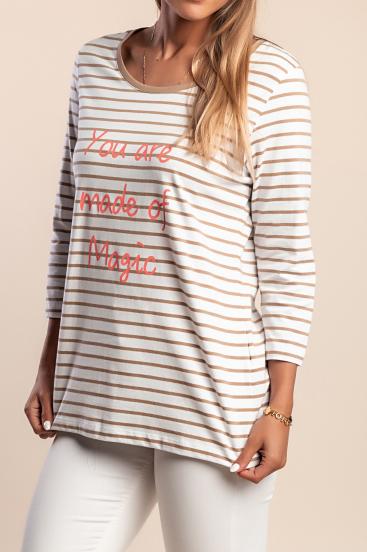 Top in cotone taglie forti, bianco