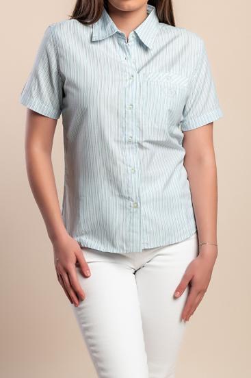 Camicia con stampa a quadri, azzurra