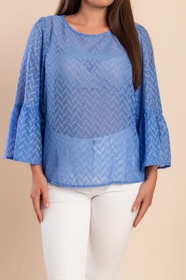 Blusa semi-trasparente, blu
