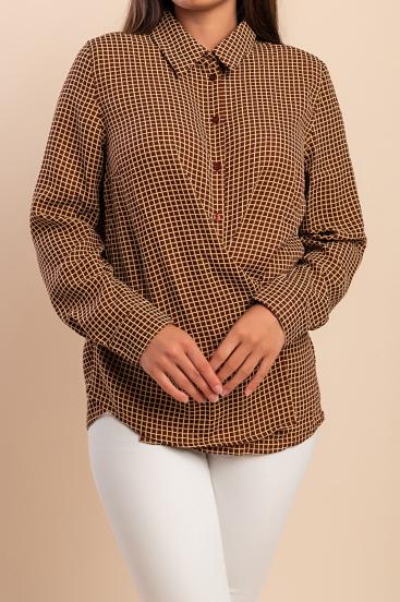 Camicia a quadri, marrone