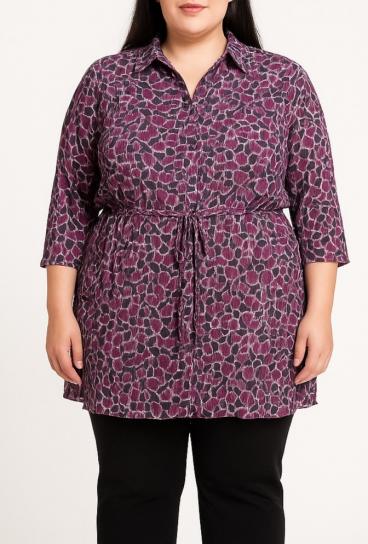 Blusa taglia forte con stampa, viola