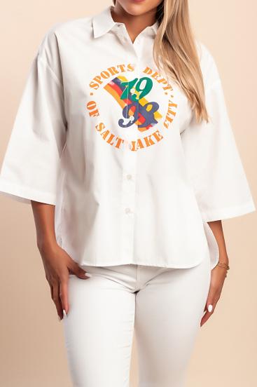 Camicia stampata, bianca