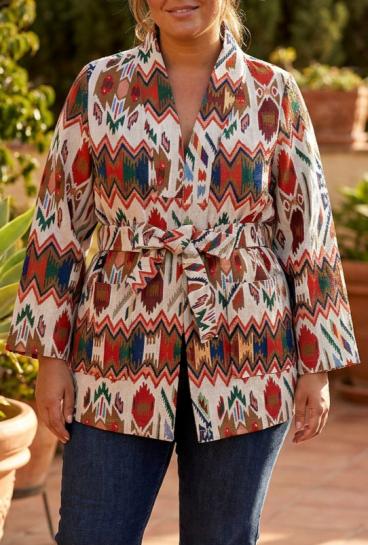 Cappotto con motivo multicolore, multicolore