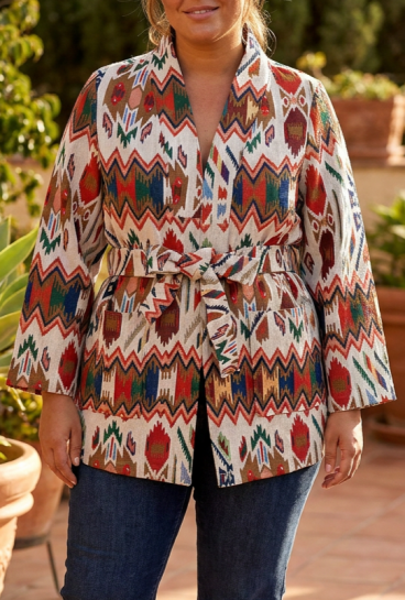 Cappotto con motivo multicolore, multicolore