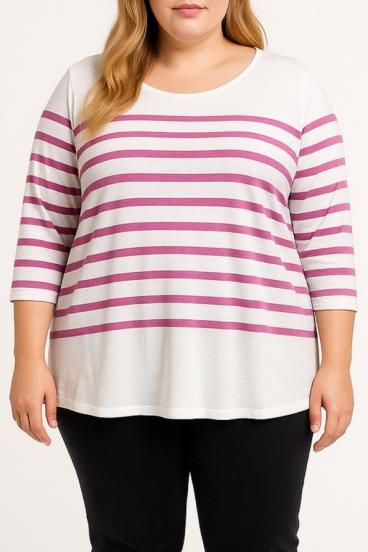 Top in cotone con stampa a righe, rosa