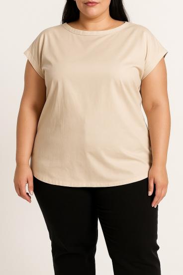 Blusa taglia forte con bottoni, beige