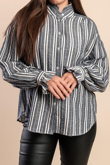 Camicia di cotone a righe, grigia