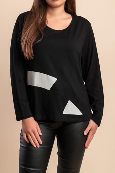 Top in combinazione bicolore, nero