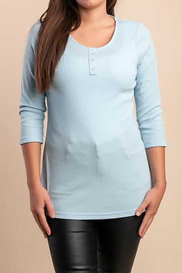 Maglia a manica 3/4, azzurro chiaro