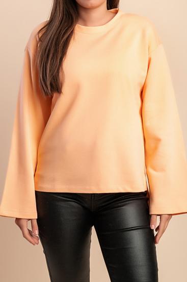 Blusa di cotone con stampa, arancione