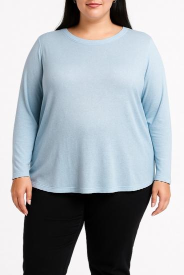 Top taglia forte con scollo rotondo, azzurro chiaro