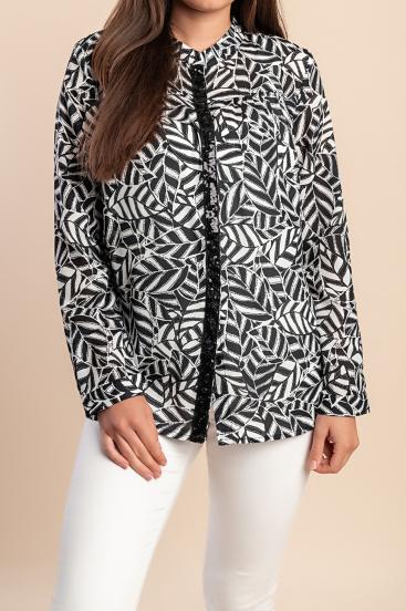 Blusa stampata, nera
