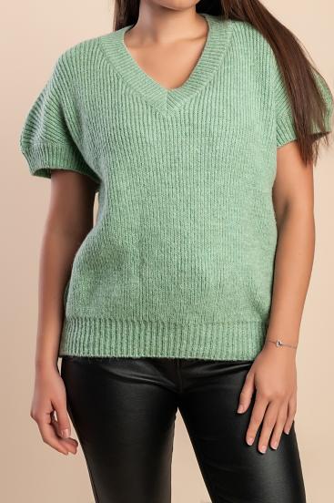 Maglione taglia grande a maniche corte, verde