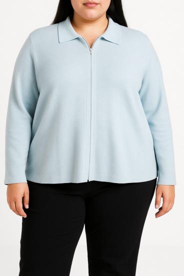 Cardigan con zip lavorato a maglia, azzurro chiaro