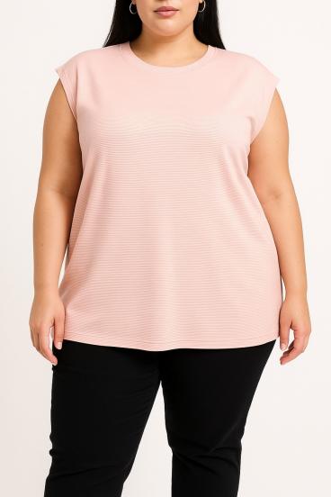 Top lavorato a maglia taglie forti, rosa chiaro