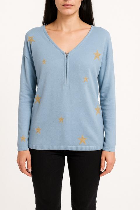 Maglia con zip, Blu