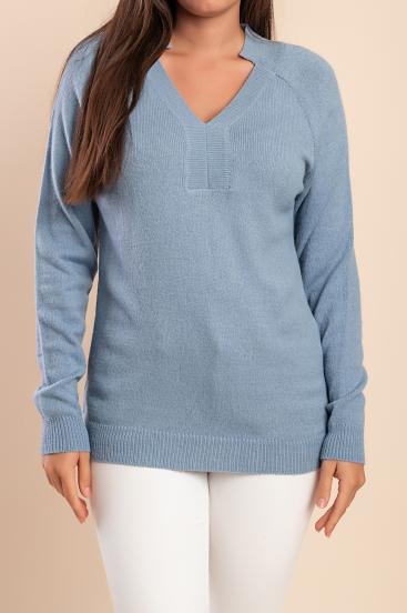 Maglione a scollo a V, Blu