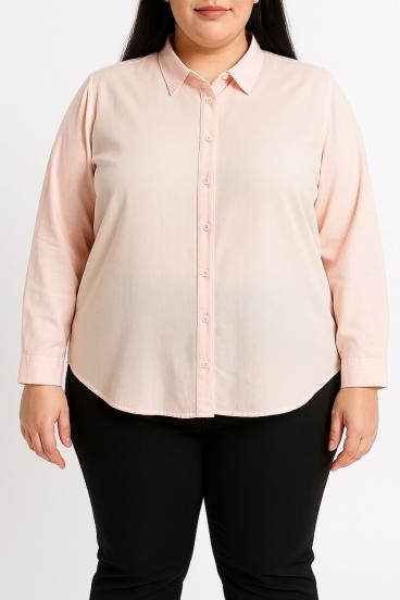 Camicia in cotone taglia grande, rosa chiaro