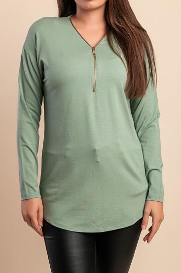 Top con cerniera decorativa, menta