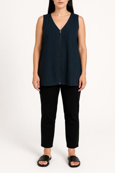 Top con cerniera, blu scuro