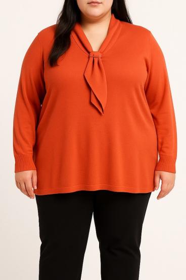 Maglione taglia grande lavorato a maglia, corallo
