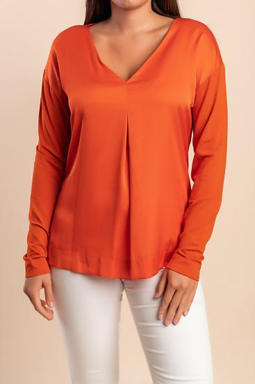 Blusa con scollo a "V", arancione