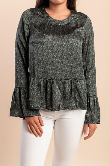 Blusa stampata, verde