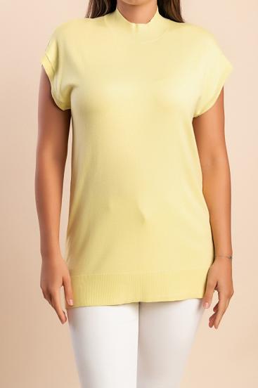 Top con collo alto, giallo
