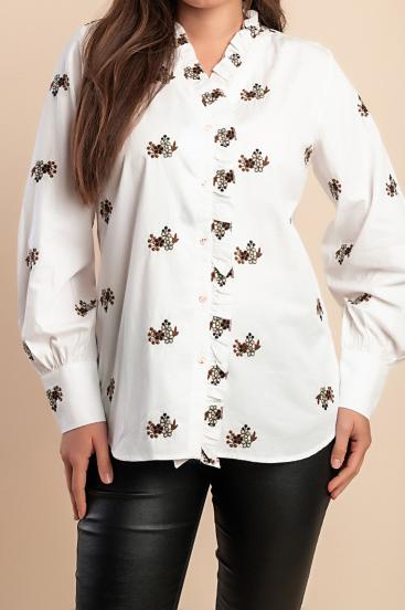 Camicia stampata in cotone, bianca