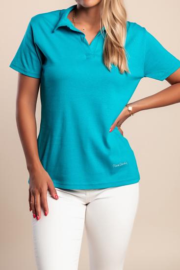 T-shirt in cotone con stampa, turchese