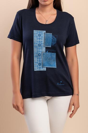 T-shirt in cotone con stampa, blu scuro