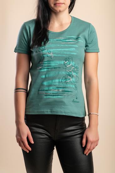 T-shirt di cotone con stampa, verde