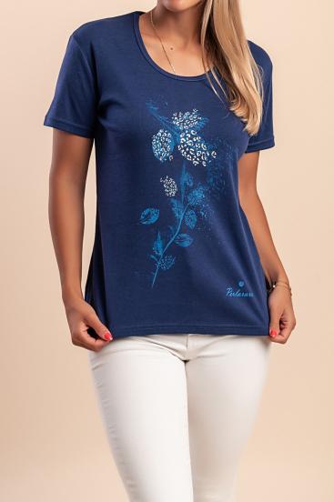 T-shirt in cotone con stampa, blu scuro