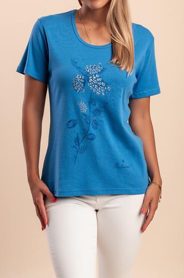T-shirt in cotone con stampa, blu