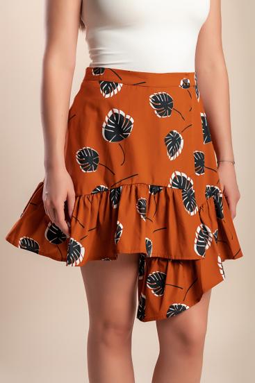 Minigonna in cotone stampato, arancione
