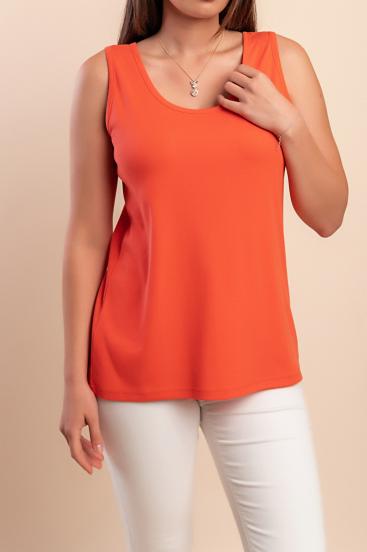 Top senza maniche in cotone, arancione