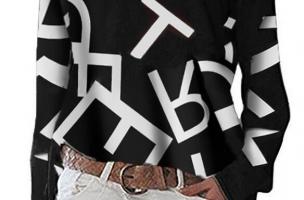 Camicia elegante con maniche lunghe e stampa lettere Osmana, nera