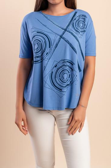 Maglietta con stampa, blu