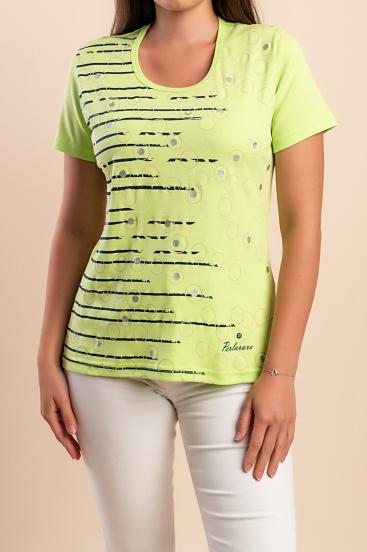 T-shirt in cotone con stampa, verde chiaro