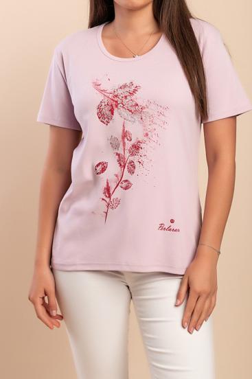 T-shirt in cotone con stampa, rosa