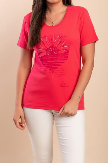 T-shirt in cotone con stampa, rosa