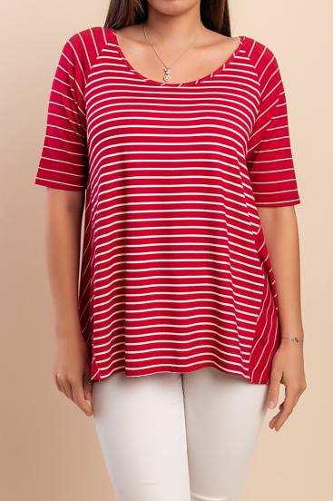 T-shirt con stampa a righe, rossa