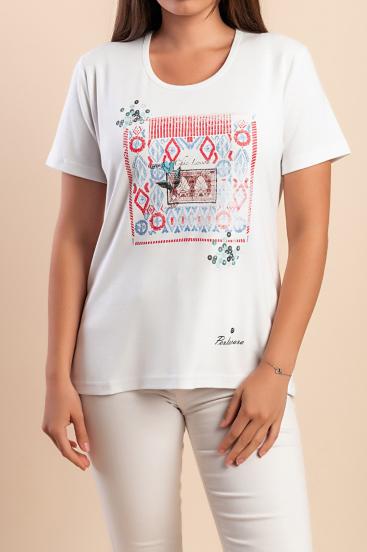 T-shirt in cotone con stampa, bianca