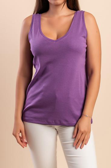 Camicia senza maniche in cotone, viola