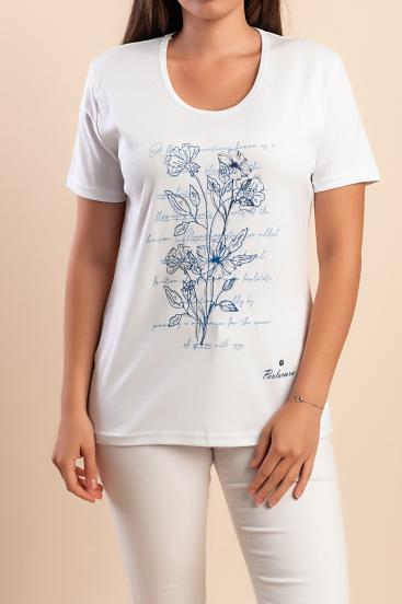 T-shirt in cotone con stampa, bianca