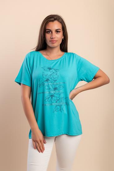 T-shirt in viscosa, turchese