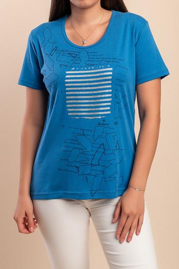 T-shirt in cotone con stampa, blu