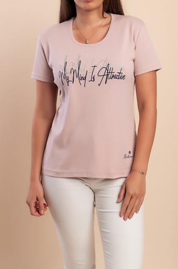 T-shirt in cotone con stampa, rosa chiaro